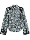 Rotate Birger Christensen Rotate Sheer Black Shirt With Intricate Floral Embroidery