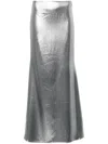 Rotate Birger Christensen Ruched Jersey Maxi Skirt In Silver