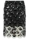 Rotate Birger Christensen Sequined Scalloped Midi Skirt In Black