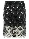 Rotate Birger Christensen Sequined Scalloped Midi Skirt In Black