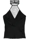 Rotate Birger Christensen Black Halterneck Top With Sequins In Viscose Woman In Black