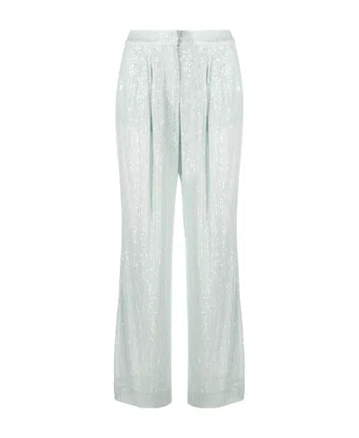 Rotate Birger Christensen Mesh Pant With Sequined Embroidery In Blue