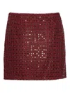 Rotate Birger Christensen Mesh Midi Skirt With Floral Bead Embroidery In Black