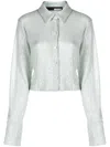 Rotate Birger Christensen Sequin-embellished Button-down Cardigan In Blau