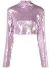 Rotate Birger Christensen Rotate By Birgerchristensen Sequin Turtleneck Cropped Top Clothing In Purple