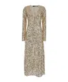 Rotate Birger Christensen Rotate Sequined Maxi Dress With Deep V-neckline In Nude