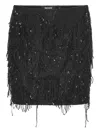 Rotate Birger Christensen Mini Skirt With Fringe And Sequins In Animal Print