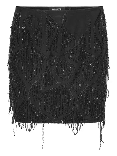 Rotate Birger Christensen Sequin-embellished Fringe Skirt In Black