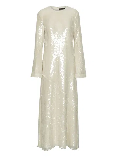 Rotate Birger Christensen Sequin-embellished Maxi Dress In White