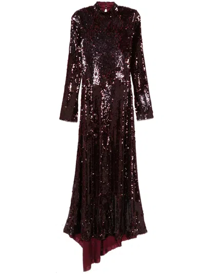 Rotate Birger Christensen Sequin-embellished Maxi Dress In Red