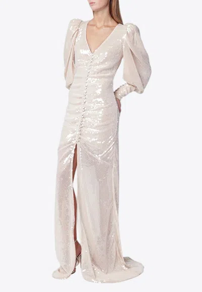 Rotate Birger Christensen Sequin-embellished Maxi Dress In White