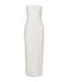 Rotate Birger Christensen Long White Cotton Bodycon Dress With Beads Strapless In White