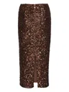 Rotate Birger Christensen Sequin-embellished Midi Pencil Skirt In Brown
