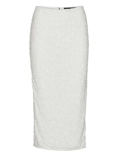 Rotate Birger Christensen Sequin-embellished Midi Pencil Skirt In White