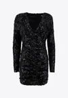 Rotate Birger Christensen Black Sequin Mini Dress In Black