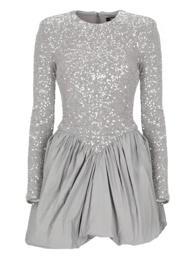 Rotate Birger Christensen Sequin-embellished Mini Dress In Gray