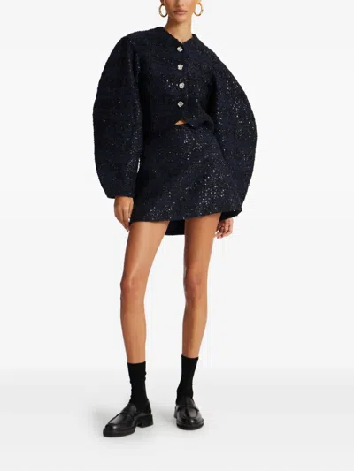 Rotate Birger Christensen Sequin-embellished Mini Skirt In Blue