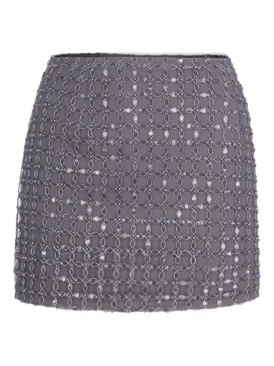 Rotate Birger Christensen Sequin-embellished Mini Skirt In Gray