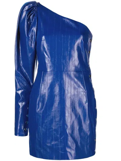 Rotate Birger Christensen Sequin-embellished One-shoulder Mini Dress In Blue