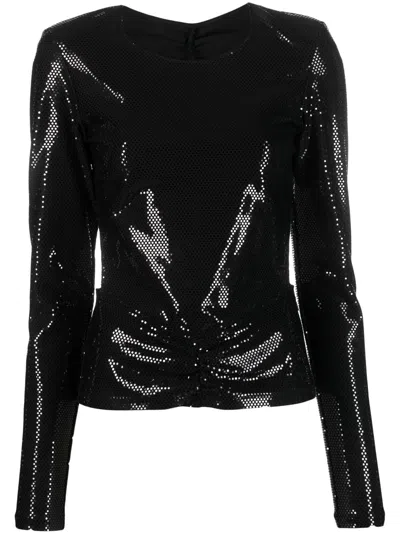 Rotate Birger Christensen Sequin-embellished Open-back Top In Schwarz