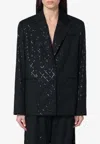 Rotate Birger Christensen Rotate Oversized Sequin-studded Blazer In Black