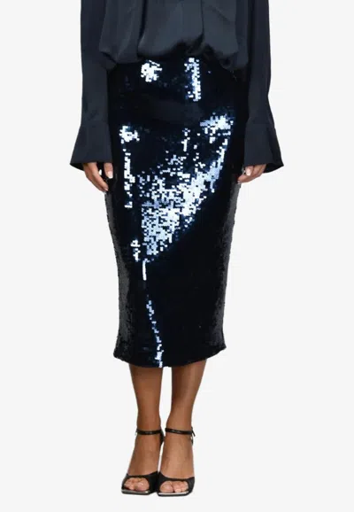 Rotate Birger Christensen Sequin Embellished Pencil Skirt In Blue
