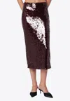 Rotate Birger Christensen Burgundy Midi Skirt With Sequined Finish In Burgundy