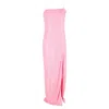Rotate Birger Christensen Sequin-embellished Side-slit Maxi Dress In Pink Polyester In Pink