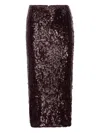 Rotate Birger Christensen Georgia Sequined Pencil Skirt In Burgundy