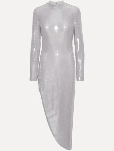 Rotate Birger Christensen Sequin-embellished Slit Dress In Grey