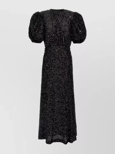 Rotate Birger Christensen Sequin Embellished Tie Detail Open Back Dress In Black