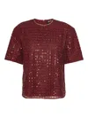 Rotate Birger Christensen Rotate Burgundy Sequin-embellished Top With Zipper Detail In Red