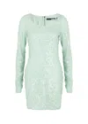 Rotate Birger Christensen Rotate Mini Green Dress With All-over Sequins In Recycled Fabric In Light Green