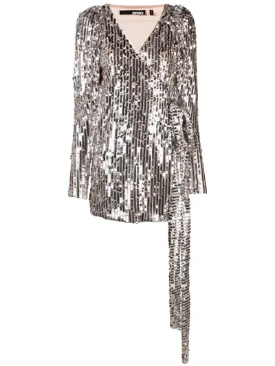 Rotate Birger Christensen Mini Dress With Belted Waist And Sequins In Multi