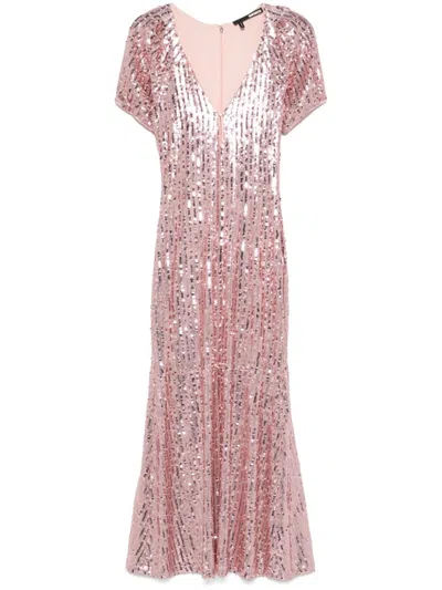 ROTATE BIRGER CHRISTENSEN SEQUIN-EMBELLISHED V-NECK MIDI DRESS