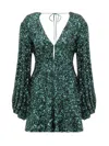 ROTATE BIRGER CHRISTENSEN SEQUIN EMBELLISHED V-NECK MINI DRESS