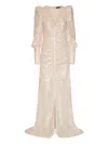 Rotate Birger Christensen Sequin-embellishment Puff-sleeve Maxi Dress In Neutral