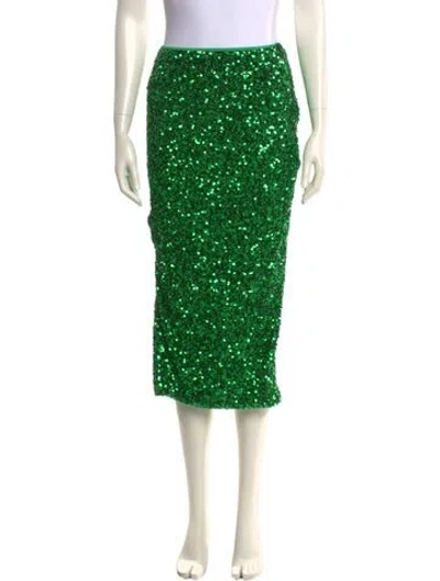 Pre-owned Rotate Birger Christensen Sequin Embellishments Midi Length Skirt In Green
