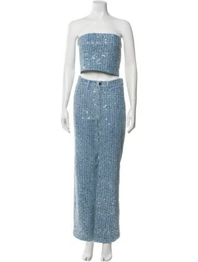 Pre-owned Rotate Birger Christensen Sequin Embellishments Pant Set In Blue