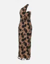Rotate Birger Christensen Maxi Mesh Dress With Beads Embellishments In Black