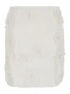 Rotate Birger Christensen Rotate Mini White Skirt With Flowers And Sequins In Fabric In Egret