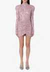 Rotate Birger Christensen Sequin Fringed Mini Dress In Pink
