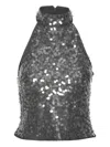 Rotate Birger Christensen Rotate Halter Neck Top With Sequin Embellishments In Black