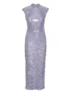 Rotate Birger Christensen Sequin High-neck Midi Dress In Purple