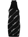 Rotate Birger Christensen Sequin Logo-embellished Halterneck Minidress In Schwarz