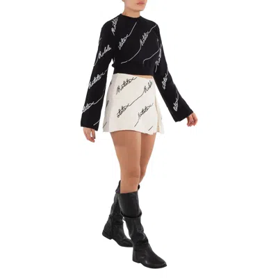 ROTATE BIRGER CHRISTENSEN SEQUIN LOGO MINI SKIRT, BRAND SIZE 38 (US SIZE 4)
