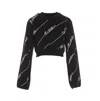 Rotate Birger Christensen Rotate Sequined Logo Cropped Sweater In Black