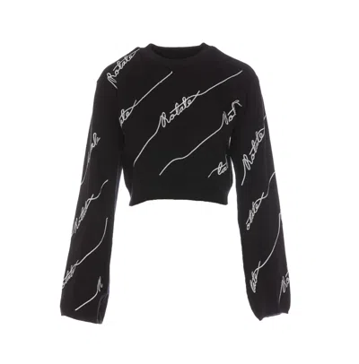 Rotate Birger Christensen Sequin Logo Sweater In Black