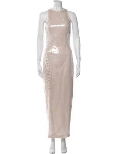 Pre-owned Rotate Birger Christensen Sequin Long Dress In Neutrals