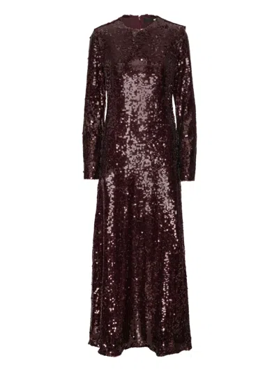 Rotate Birger Christensen Sequin Maxi Dress In Burgundy